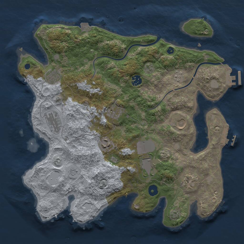 Rust Map: Procedural Map, Size: 3500, Seed: 2126643180, 15 Monuments