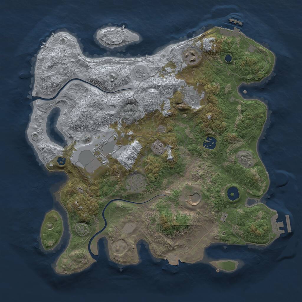 Rust Map: Procedural Map, Size: 3500, Seed: 2104259506, 12 Monuments
