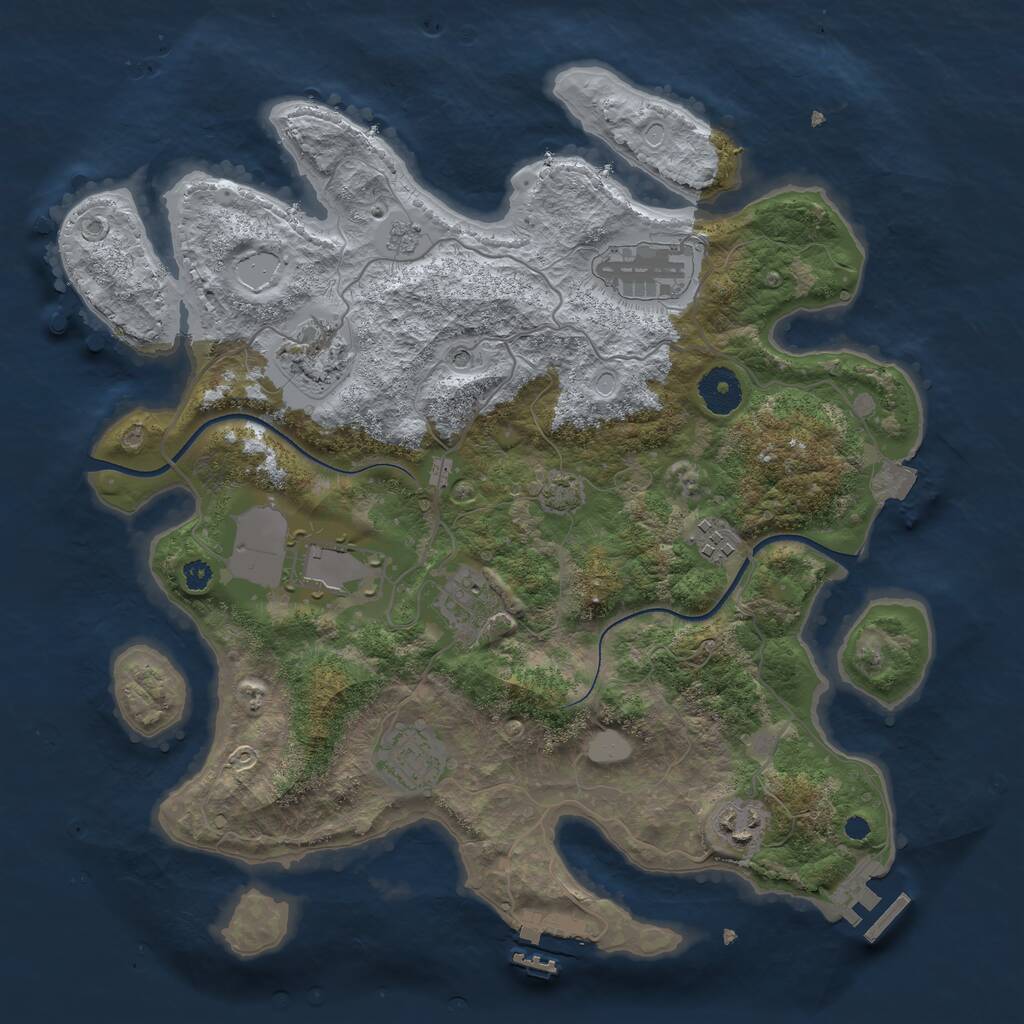 Rust Map: Procedural Map, Size: 3500, Seed: 867596147, 13 Monuments