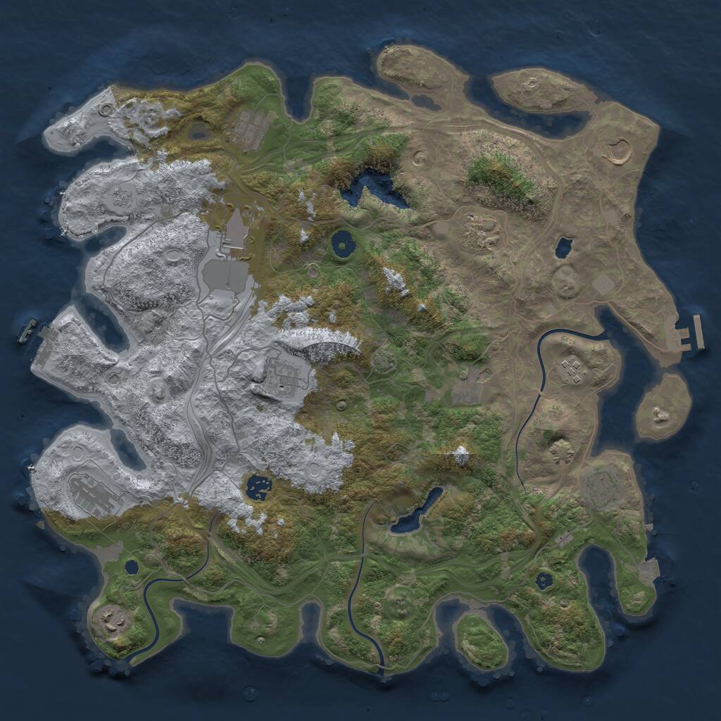 Rust Map: Procedural Map, Size: 4250, Seed: 291197, 17 Monuments