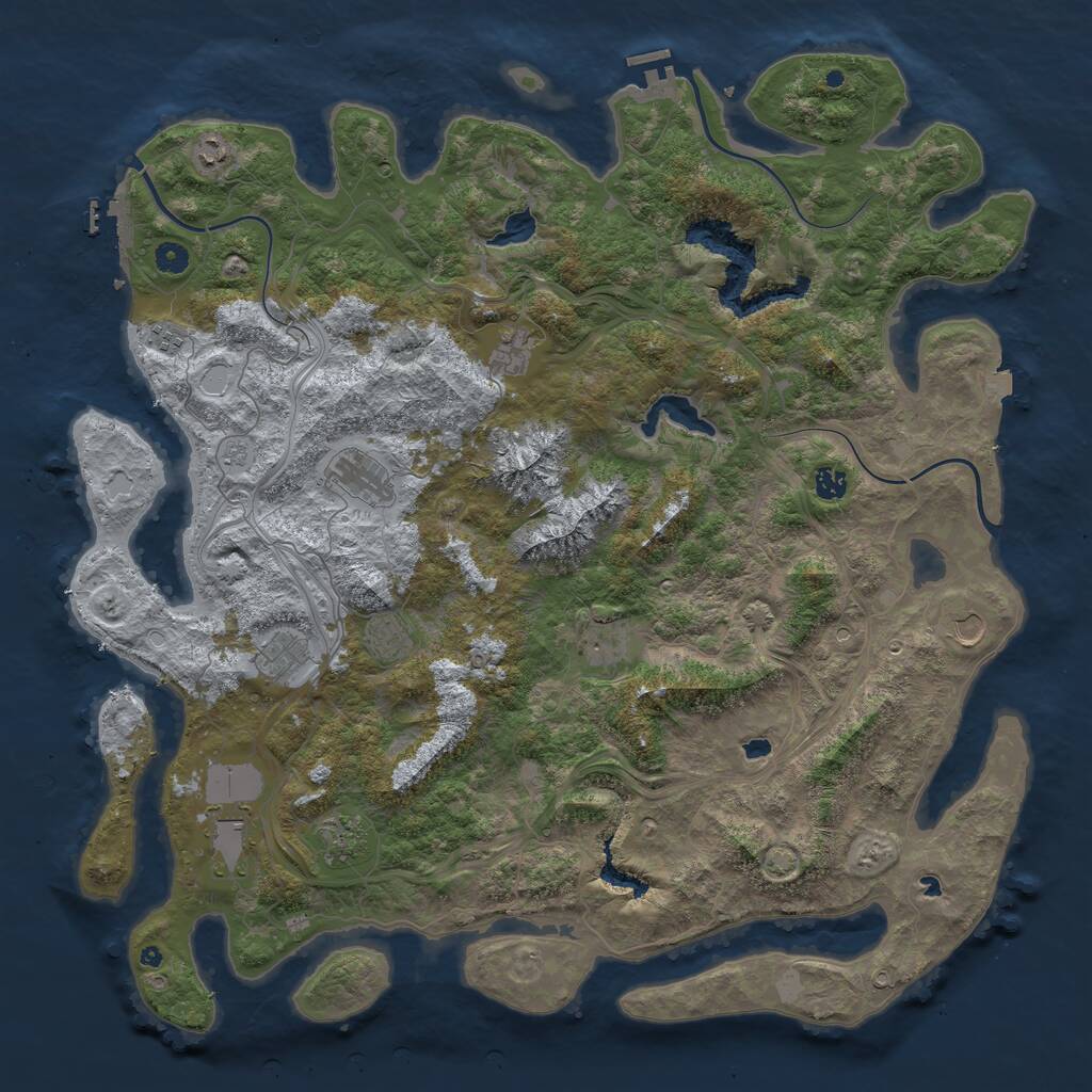 Rust Map: Procedural Map, Size: 5000, Seed: 1419273623, 17 Monuments