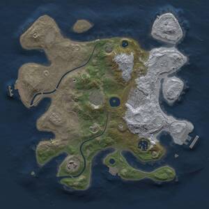 Thumbnail Rust Map: Procedural Map, Size: 3000, Seed: 1104708223, 11 Monuments