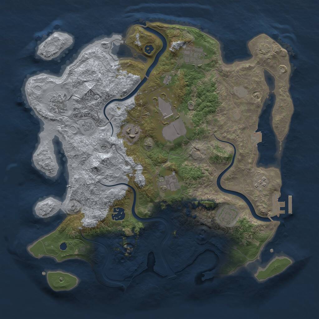 Rust Map: Procedural Map, Size: 3500, Seed: 678973939, 13 Monuments