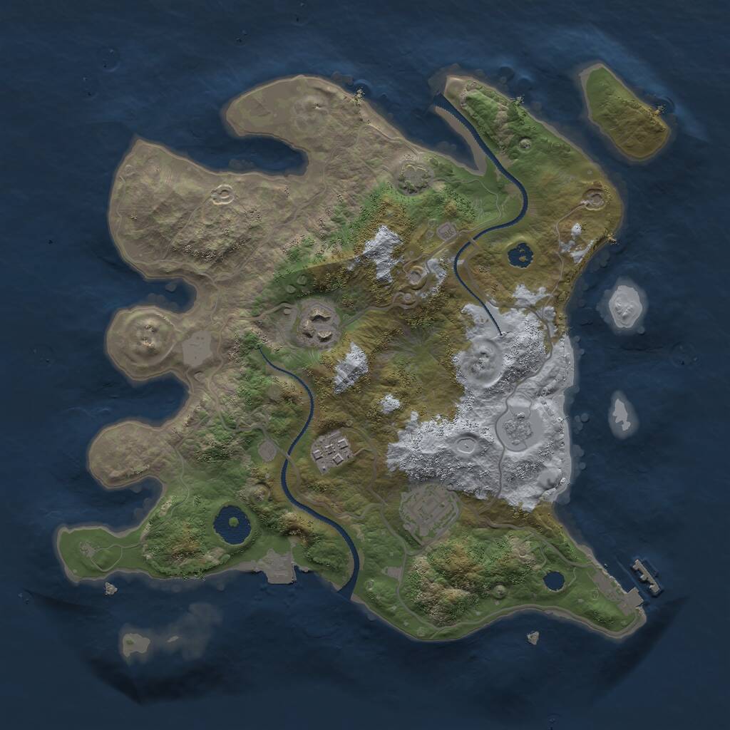 Rust Map: Procedural Map, Size: 3000, Seed: 1078766299, 7 Monuments