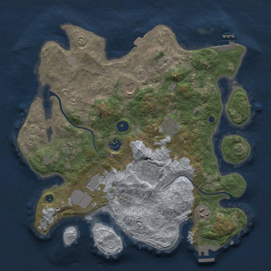 Rust Map: Procedural Map, Size: 3500, Seed: 1365734954, 13 Monuments