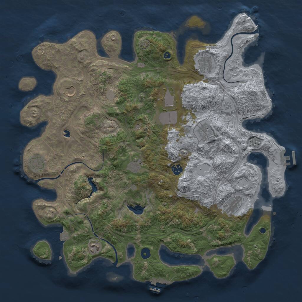 Rust Map: Procedural Map, Size: 4300, Seed: 1188479499, 16 Monuments