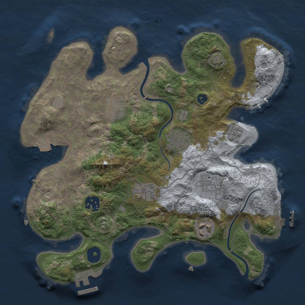 Rust Map: Procedural Map, Size: 3000, Seed: 1324315, 12 Monuments