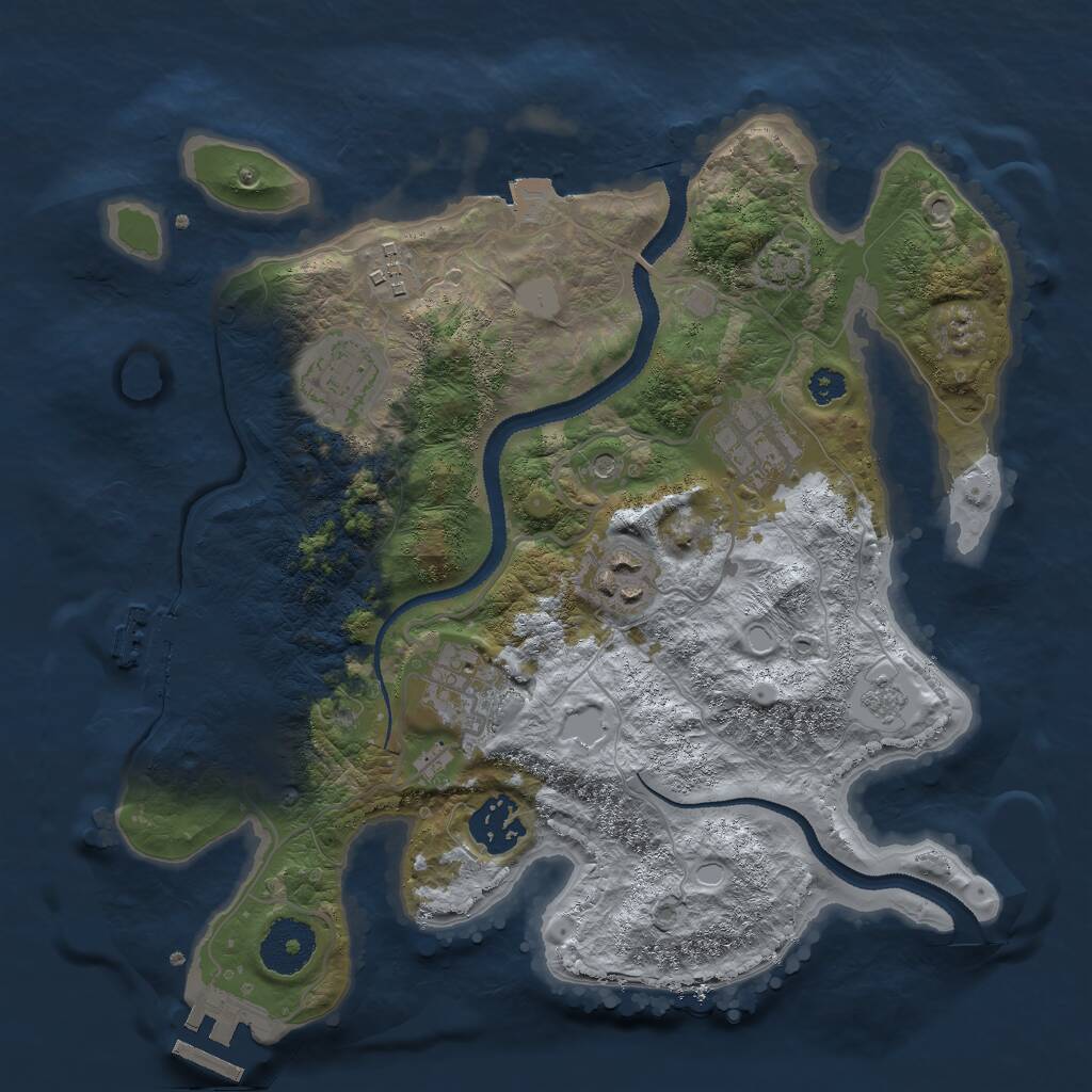 Rust Map: Procedural Map, Size: 3000, Seed: 8989686, 12 Monuments