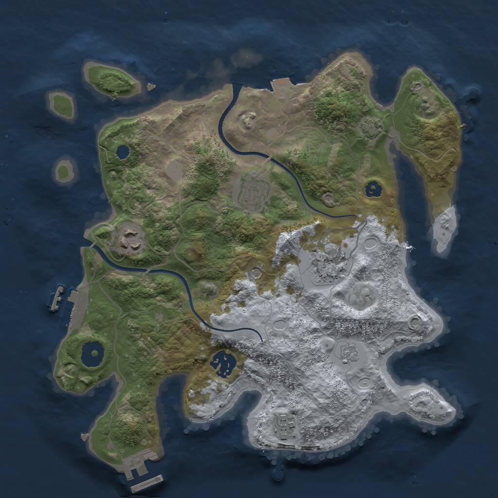 Rust Map: Procedural Map, Size: 3000, Seed: 8989686, 11 Monuments