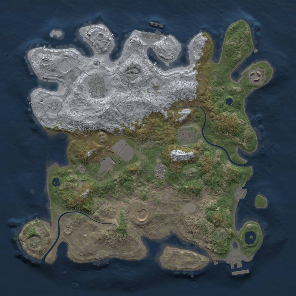 Rust Map: Procedural Map, Size: 3500, Seed: 670485951, 12 Monuments