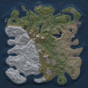 Thumbnail Rust Map: Procedural Map, Size: 4000, Seed: 647303662, 14 Monuments