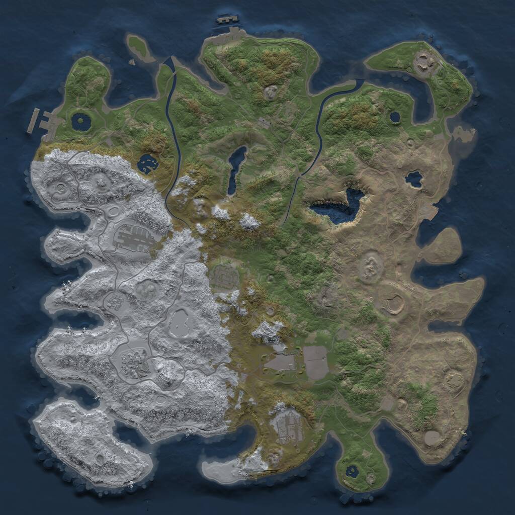 Rust Map: Procedural Map, Size: 4000, Seed: 647303662, 14 Monuments