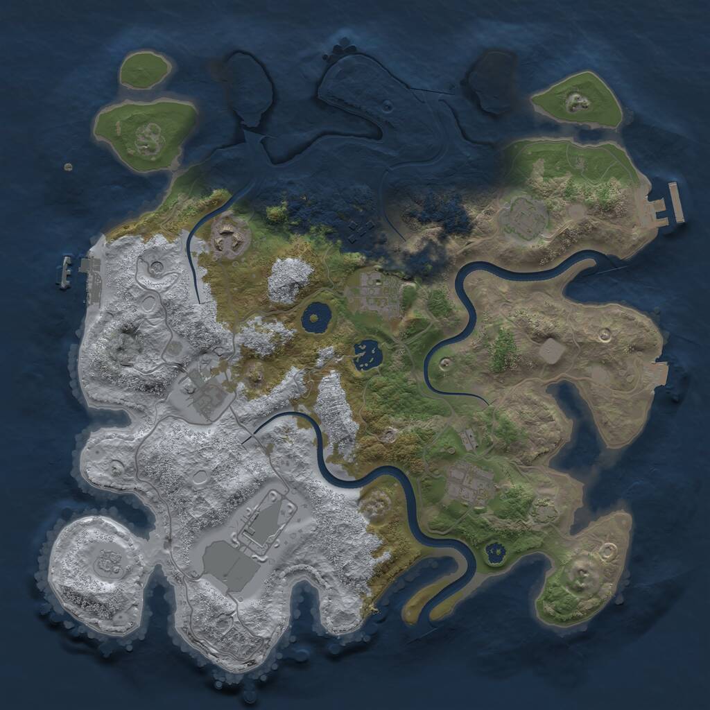 Rust Map: Procedural Map, Size: 3500, Seed: 1027055734, 14 Monuments