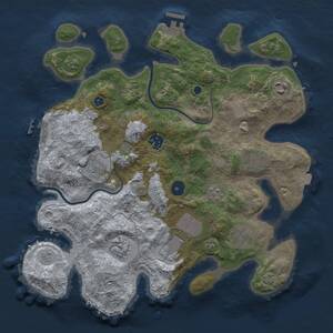 Thumbnail Rust Map: Procedural Map, Size: 3500, Seed: 1027055734, 14 Monuments