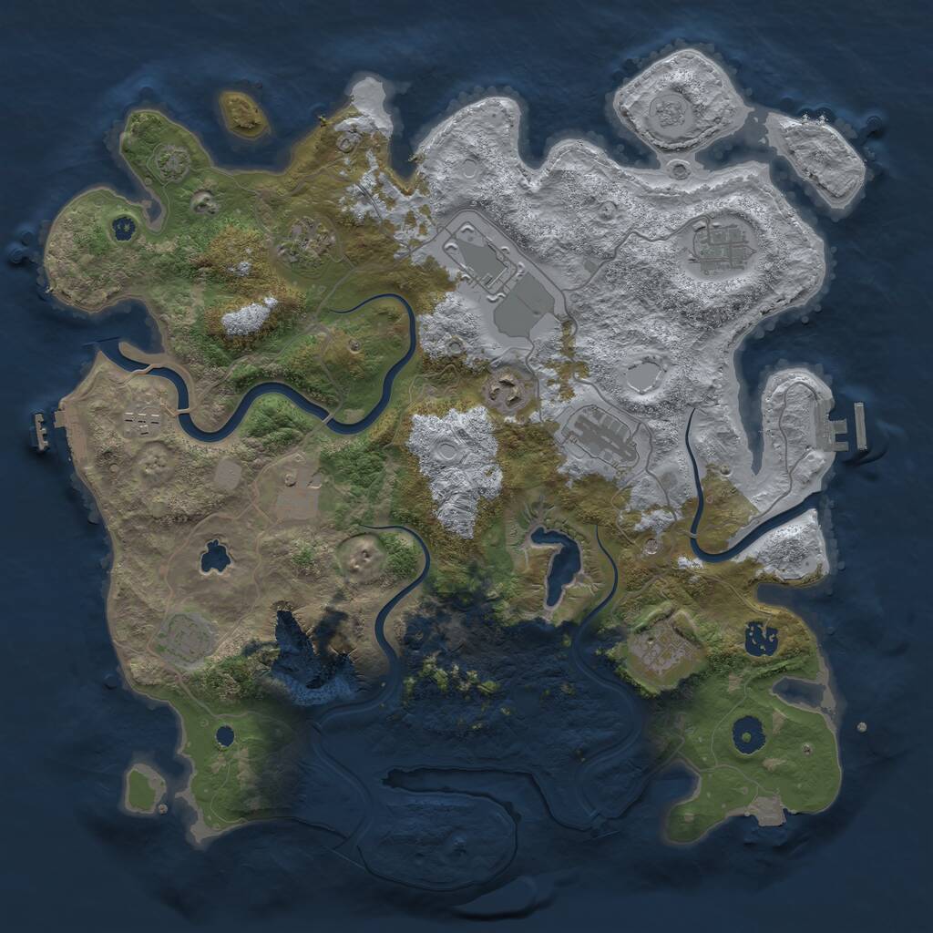 Rust Map: Procedural Map, Size: 4000, Seed: 1190512296, 16 Monuments