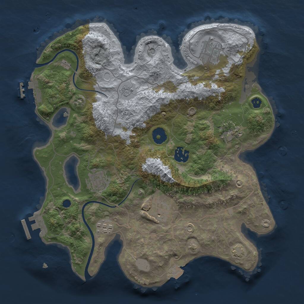 Rust Map: Procedural Map, Size: 3000, Seed: 1273432253, 12 Monuments