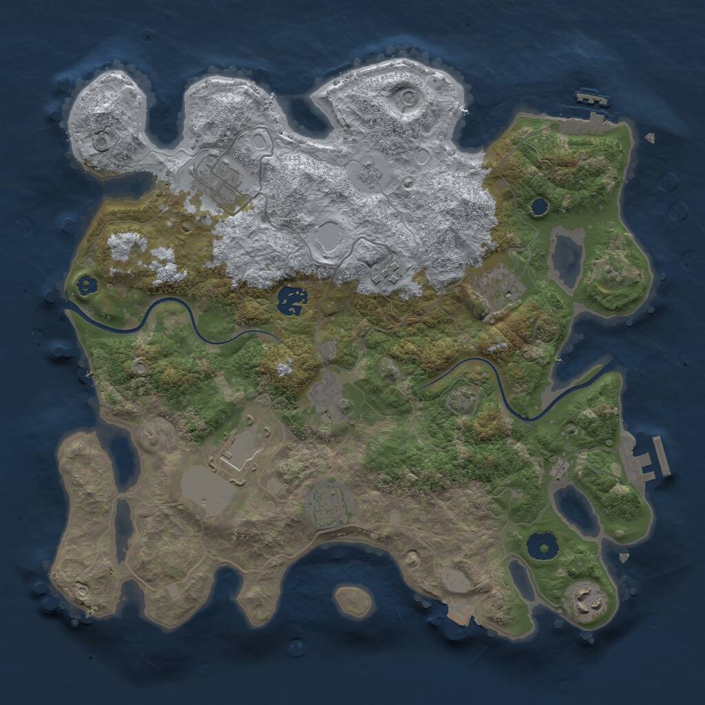 Rust Map: Procedural Map, Size: 3500, Seed: 695708859, 14 Monuments