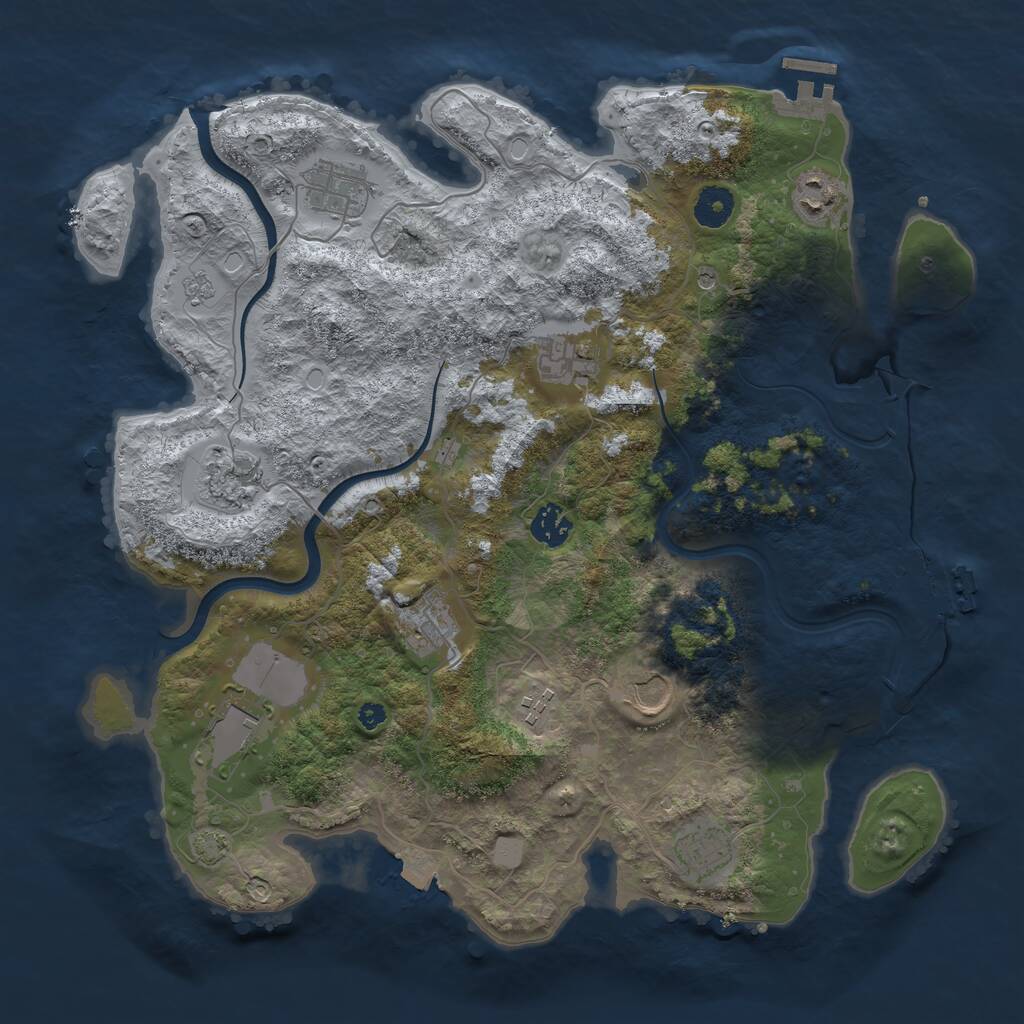Rust Map: Procedural Map, Size: 3800, Seed: 959310424, 16 Monuments
