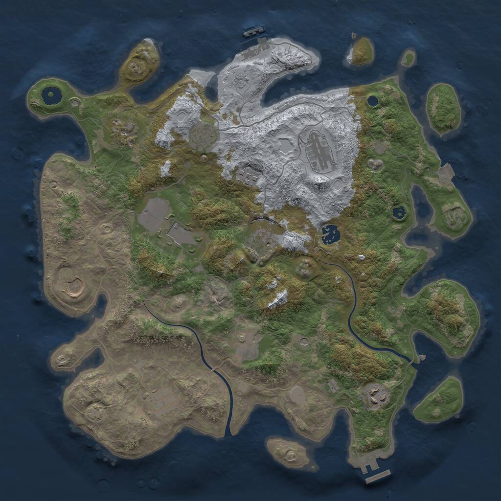 Rust Map: Procedural Map, Size: 3900, Seed: 638201247, 17 Monuments