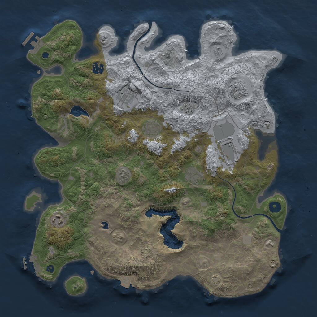 Rust Map: Procedural Map, Size: 4000, Seed: 1847433347, 13 Monuments