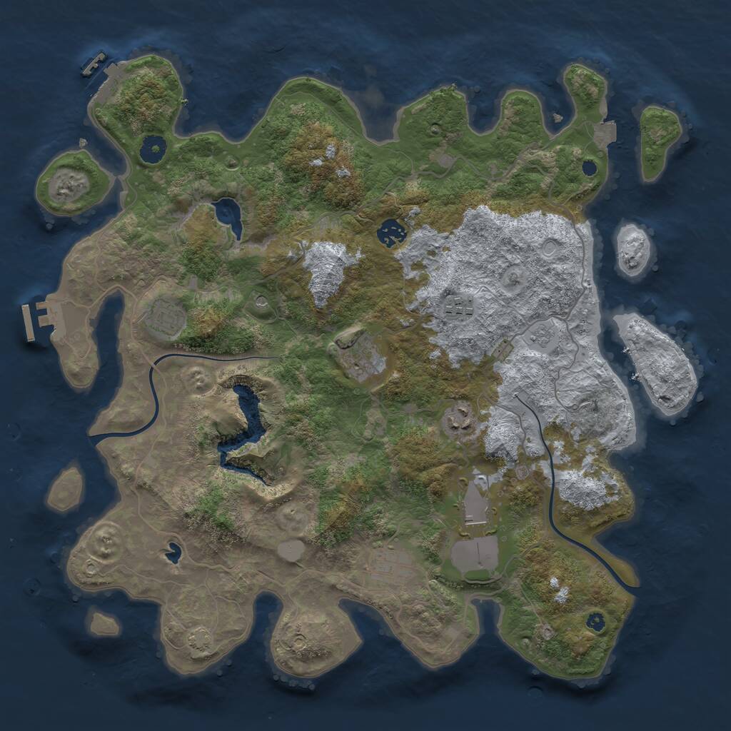 Rust Map: Procedural Map, Size: 4000, Seed: 202075410, 13 Monuments