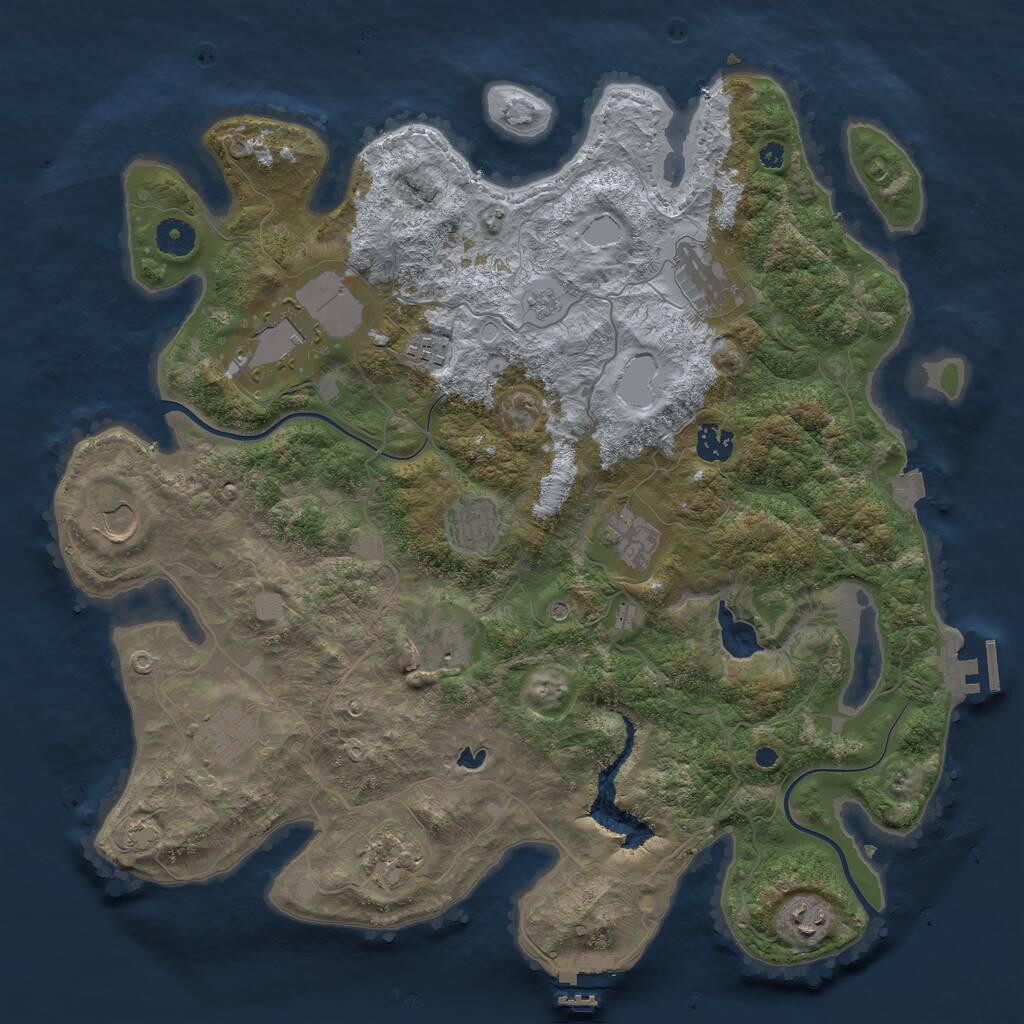 Rust Map: Procedural Map, Size: 4000, Seed: 17028772, 17 Monuments