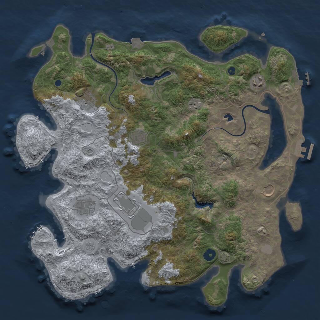 Rust Map: Procedural Map, Size: 4000, Seed: 362558045, 13 Monuments