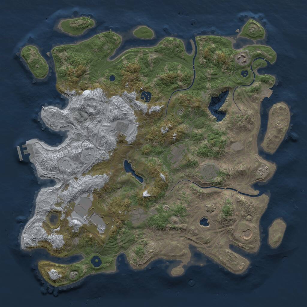 Rust Map: Procedural Map, Size: 4250, Seed: 814728653, 14 Monuments