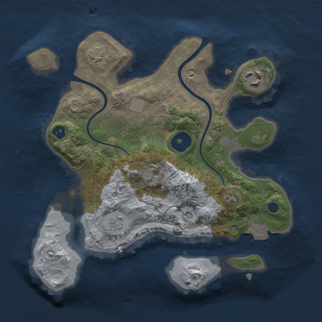 Rust Map: Procedural Map, Size: 2500, Seed: 2027231516, 5 Monuments