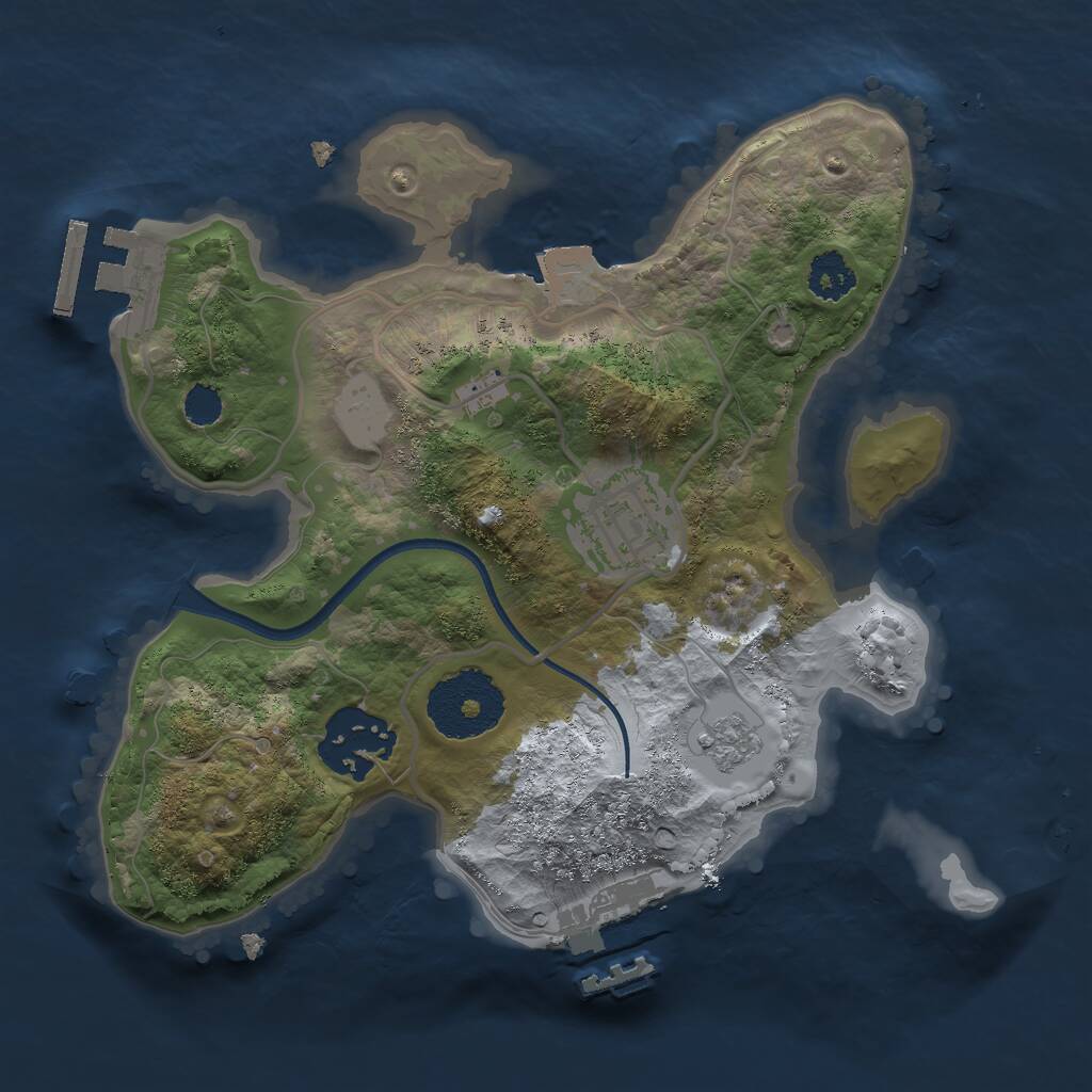 Rust Map: Procedural Map, Size: 2300, Seed: 461149153, 6 Monuments