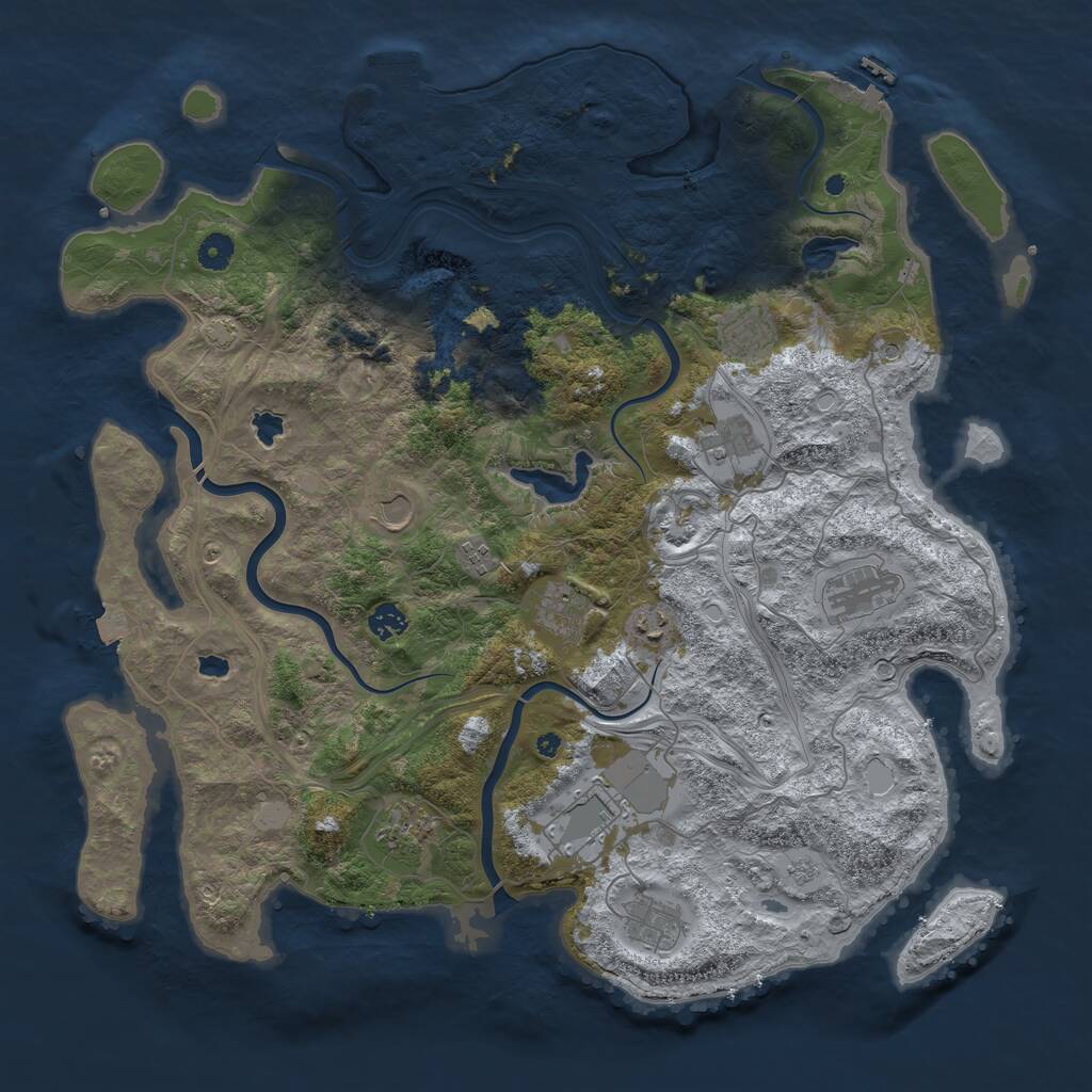 Rust Map: Procedural Map, Size: 4500, Seed: 330426771, 17 Monuments