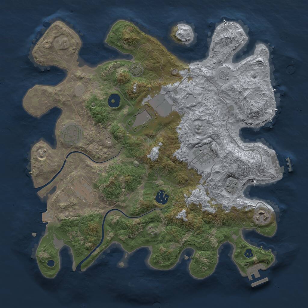 Rust Map: Procedural Map, Size: 3500, Seed: 926472110, 13 Monuments