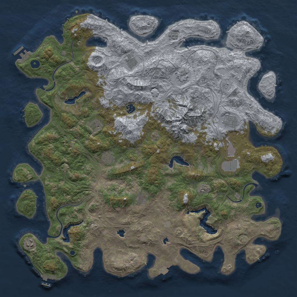 Rust Map: Procedural Map, Size: 5000, Seed: 706081965, 16 Monuments