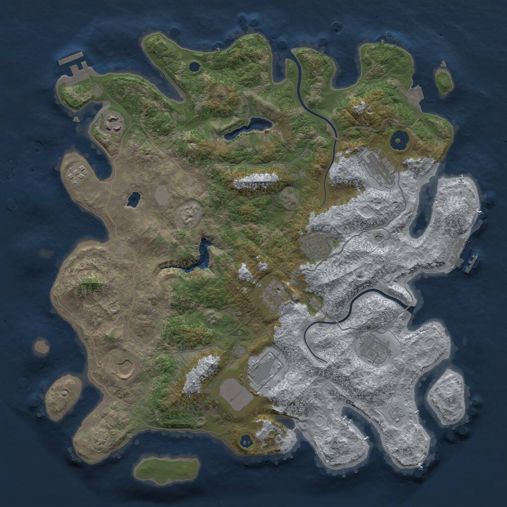 Rust Map: Procedural Map, Size: 4000, Seed: 690678663, 14 Monuments