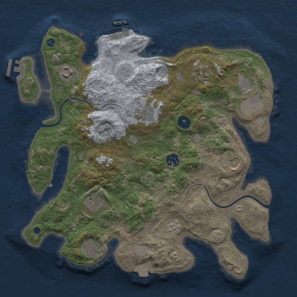 Rust Map: Procedural Map, Size: 3500, Seed: 1520723787, 15 Monuments