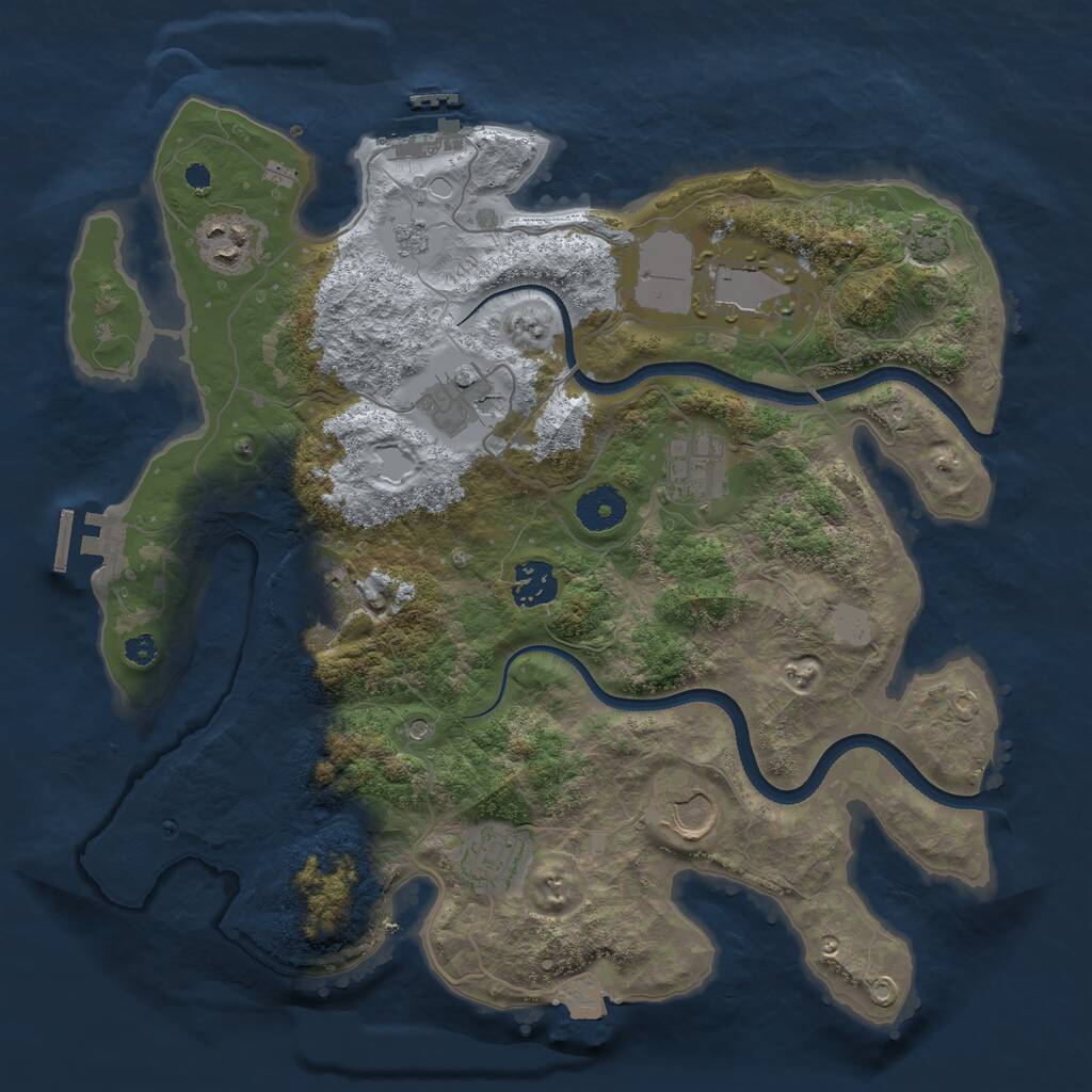 Rust Map: Procedural Map, Size: 3500, Seed: 1520723787, 14 Monuments