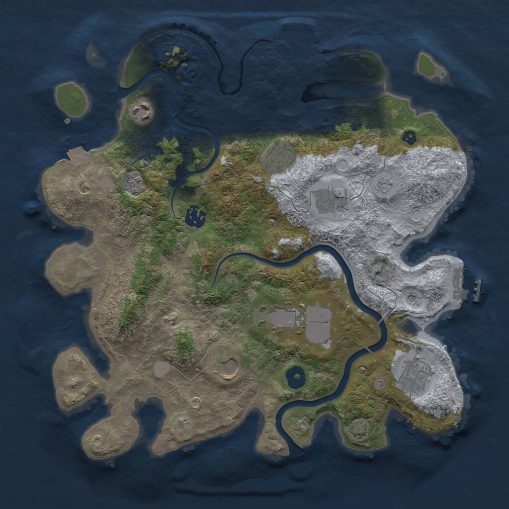 Rust Map: Procedural Map, Size: 3600, Seed: 894159247, 14 Monuments