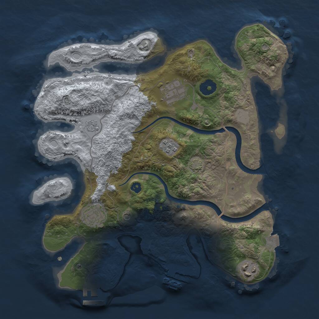 Rust Map: Procedural Map, Size: 3000, Seed: 1296942069, 10 Monuments