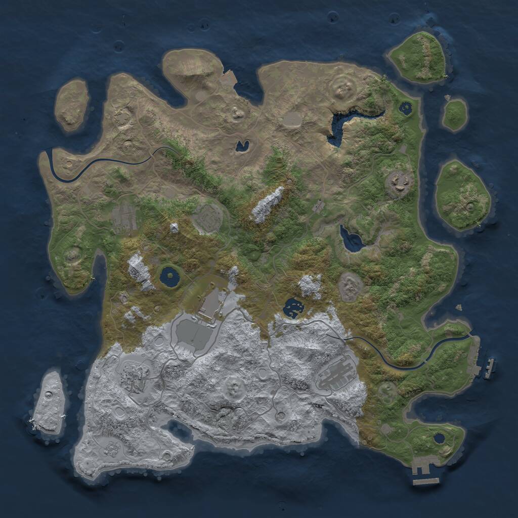 Rust Map: Procedural Map, Size: 4000, Seed: 492583779, 13 Monuments