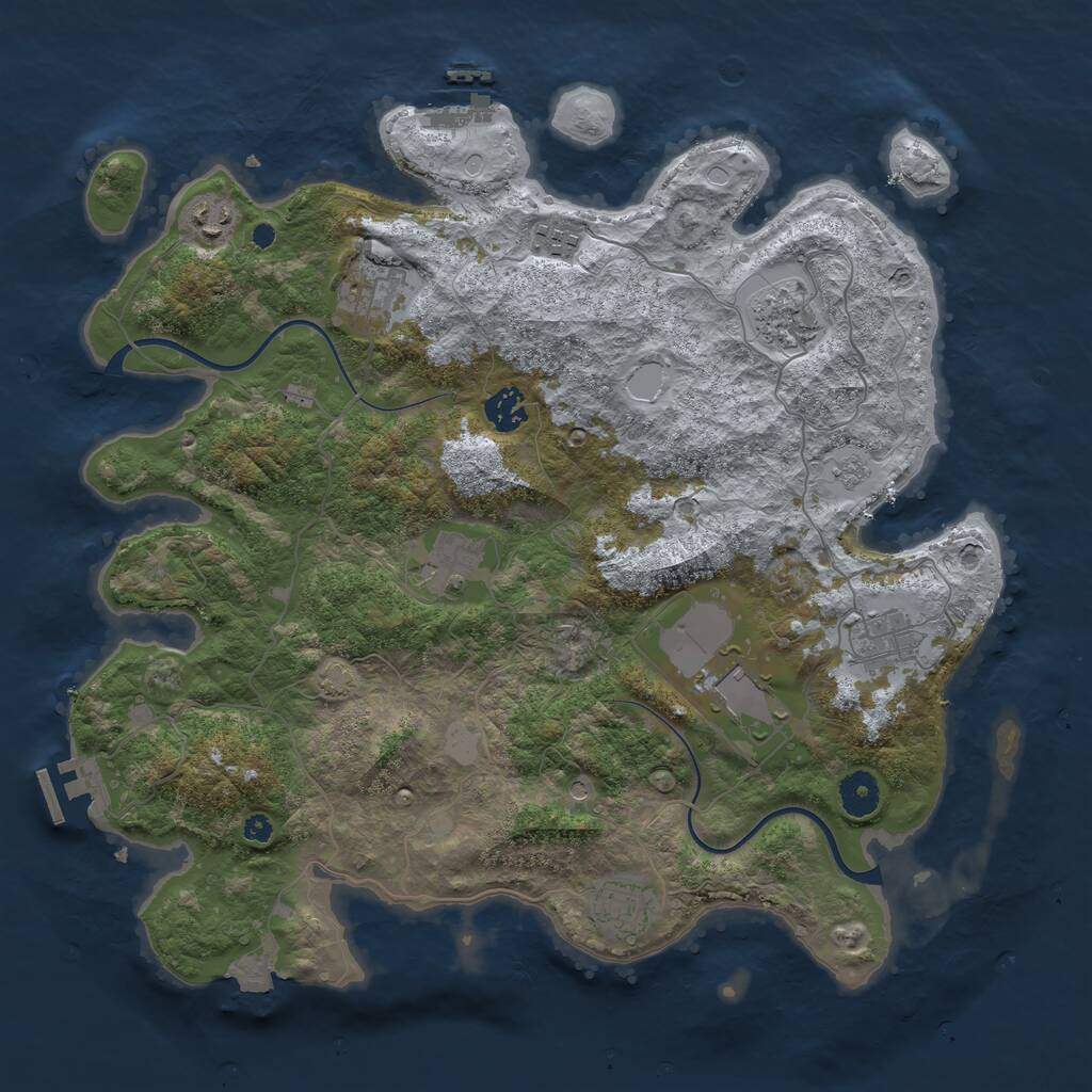 Rust Map: Procedural Map, Size: 3850, Seed: 607793706, 15 Monuments