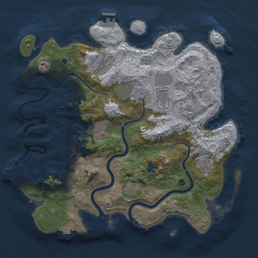 Rust Map: Procedural Map, Size: 3850, Seed: 607793706, 16 Monuments