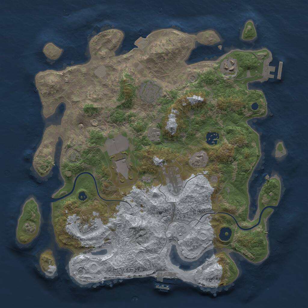 Rust Map: Procedural Map, Size: 3500, Seed: 2021363948, 13 Monuments