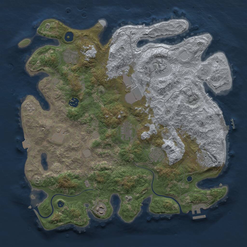 Rust Map: Procedural Map, Size: 3850, Seed: 519640149, 16 Monuments