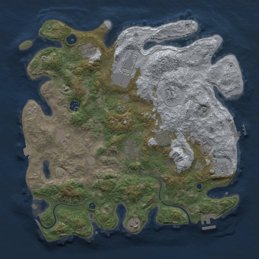 Rust Map: Procedural Map, Size: 3850, Seed: 519640149, 16 Monuments