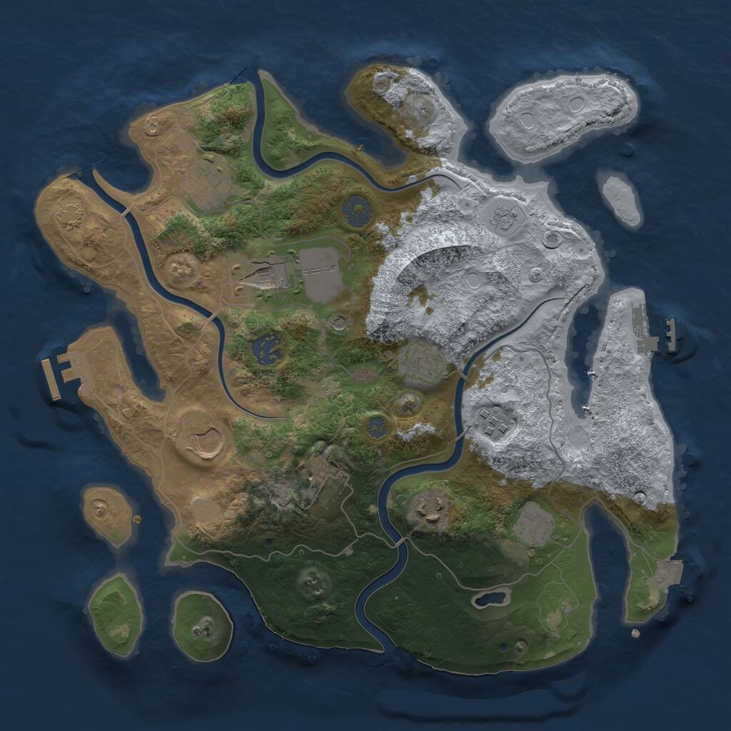 Rust Map: Procedural Map, Size: 3500, Seed: 413498165, 14 Monuments