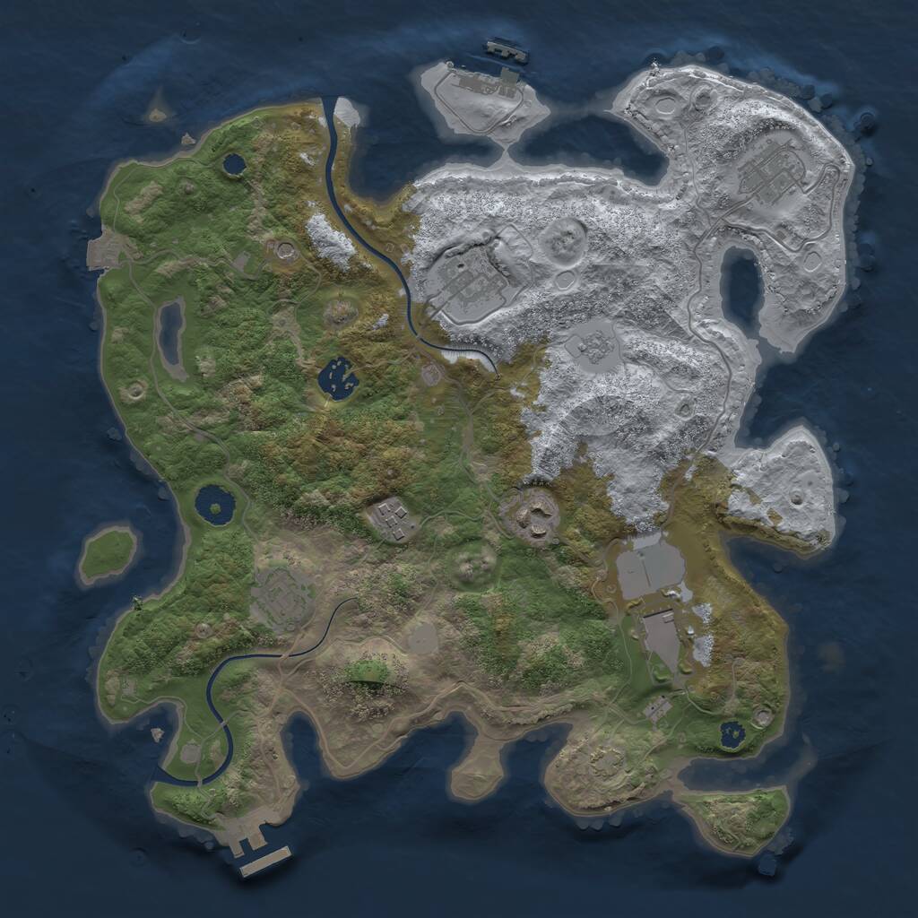 Rust Map: Procedural Map, Size: 3500, Seed: 1628997, 13 Monuments