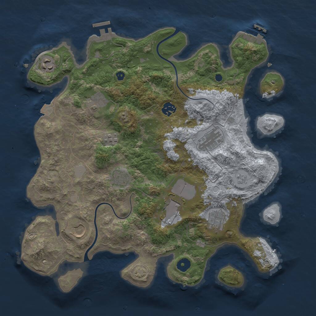 Rust Map: Procedural Map, Size: 3600, Seed: 147347880, 14 Monuments