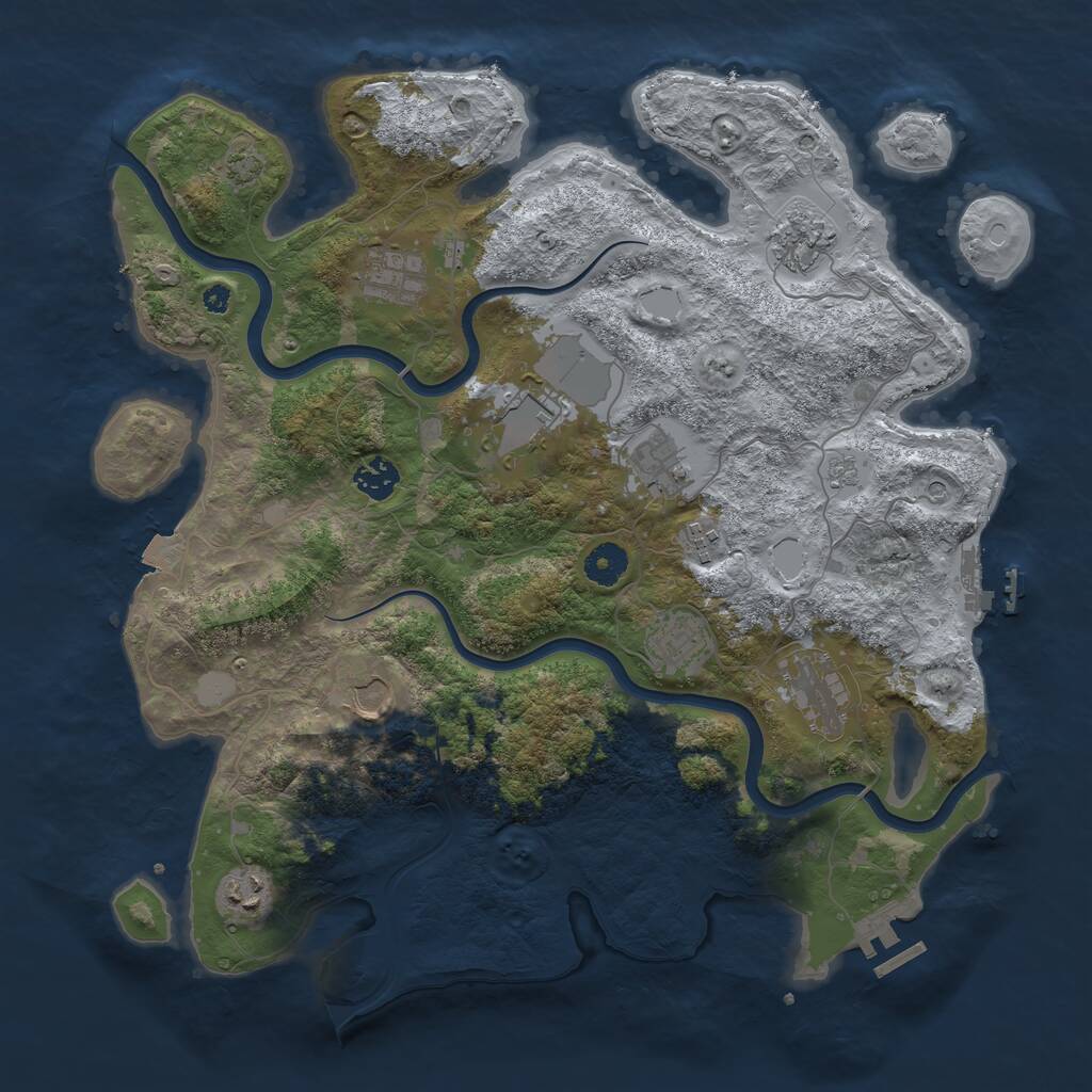 Rust Map: Procedural Map, Size: 3900, Seed: 1008942209, 16 Monuments