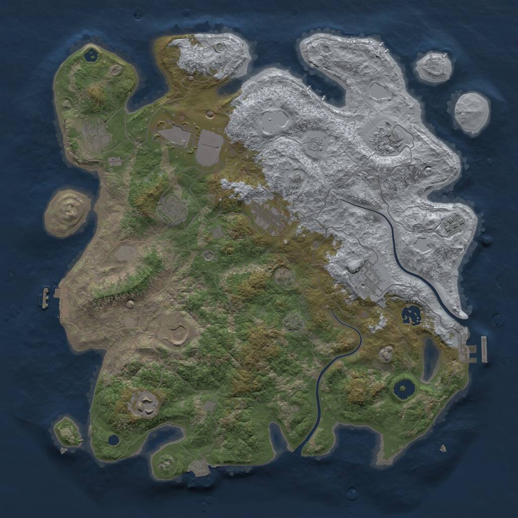 Rust Map: Procedural Map, Size: 3900, Seed: 1008942209, 16 Monuments