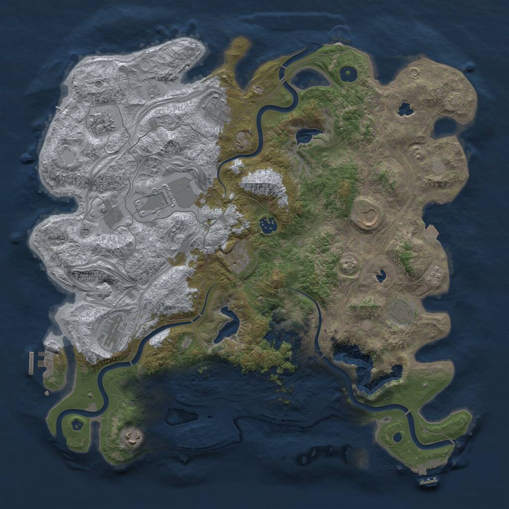 Rust Map: Procedural Map, Size: 4500, Seed: 21851142, 17 Monuments